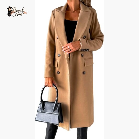 Long Wool Coat Double Breasted Trench Coat Fall Winter